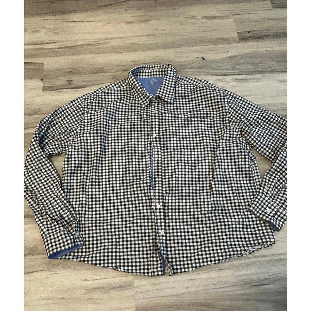 Beverly Hills Polo Club Men's Black gray Plaid button down Shirt Size 4XL